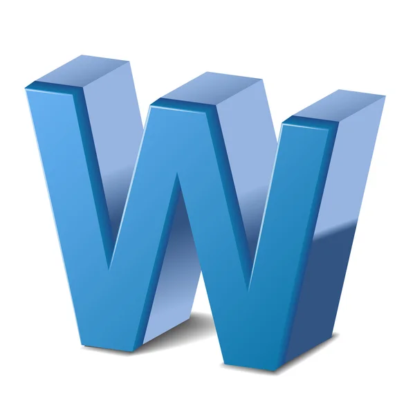 3D modré písmeno W — Stockový vektor