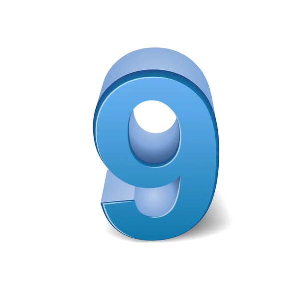 3d shiny blue number 9 — Stock Vector