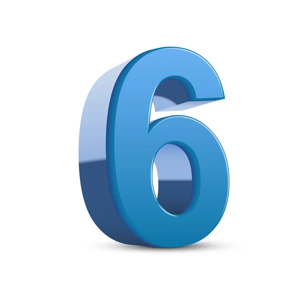 3d shiny blue number 6 — Stock Vector