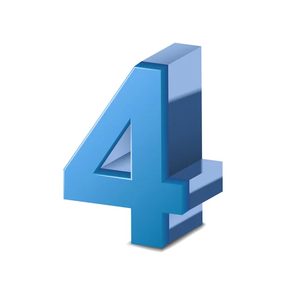 3d blu lucido numero 4 — Vettoriale Stock