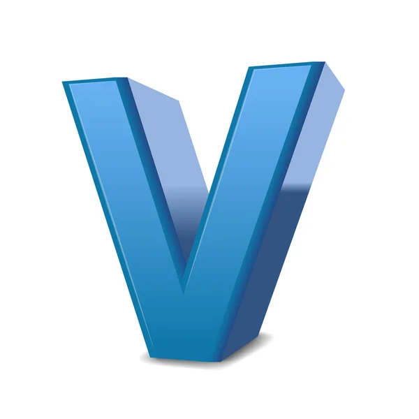 3d lettera blu V — Vettoriale Stock