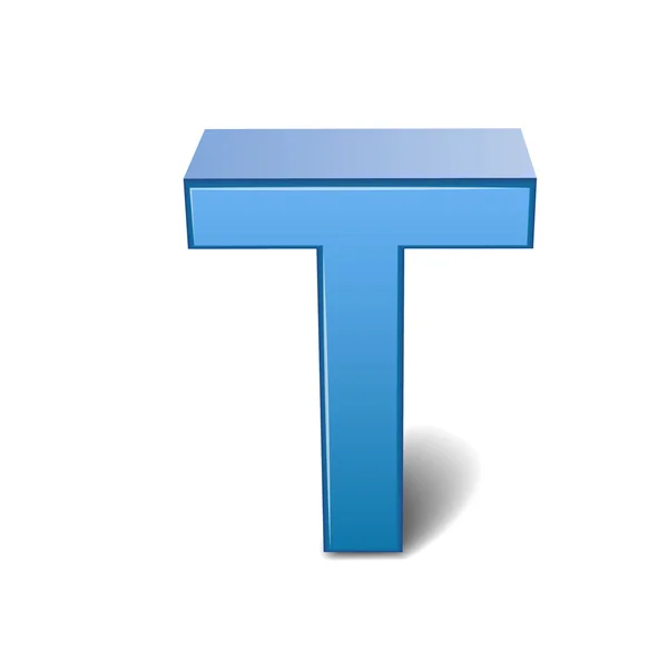 3d blue letter T — Stock Vector