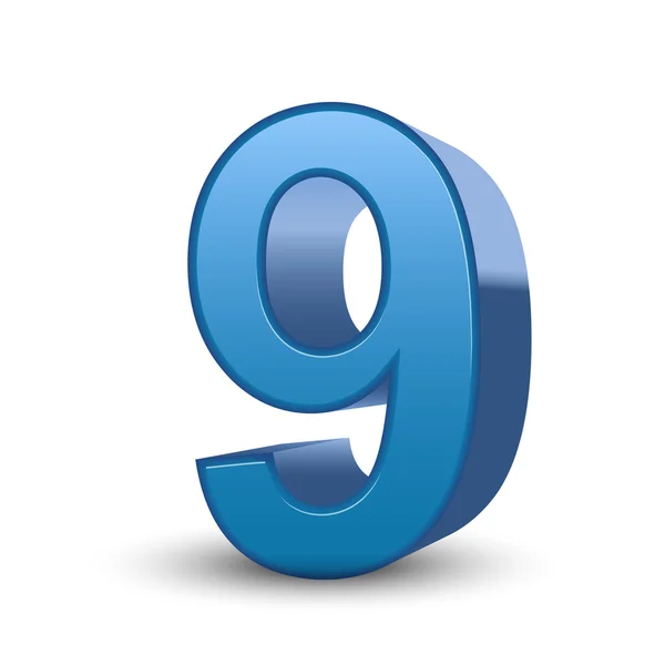 3d shiny blue number 9 — Stock Vector