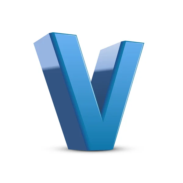 3d letra azul V — Vetor de Stock