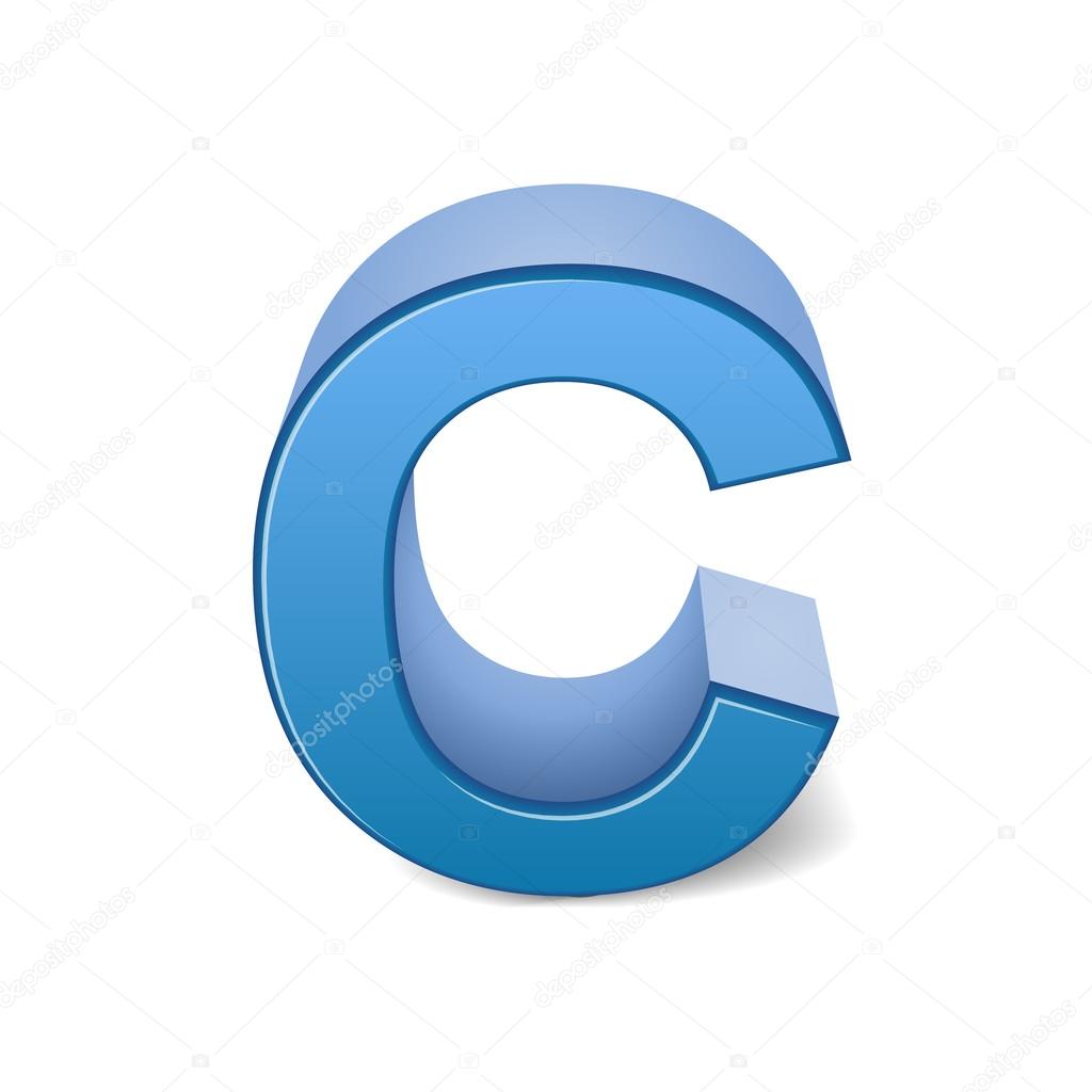 3d blue letter C