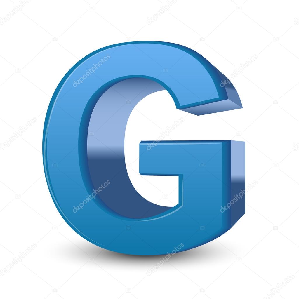 3D image blue letter G isolated on white background