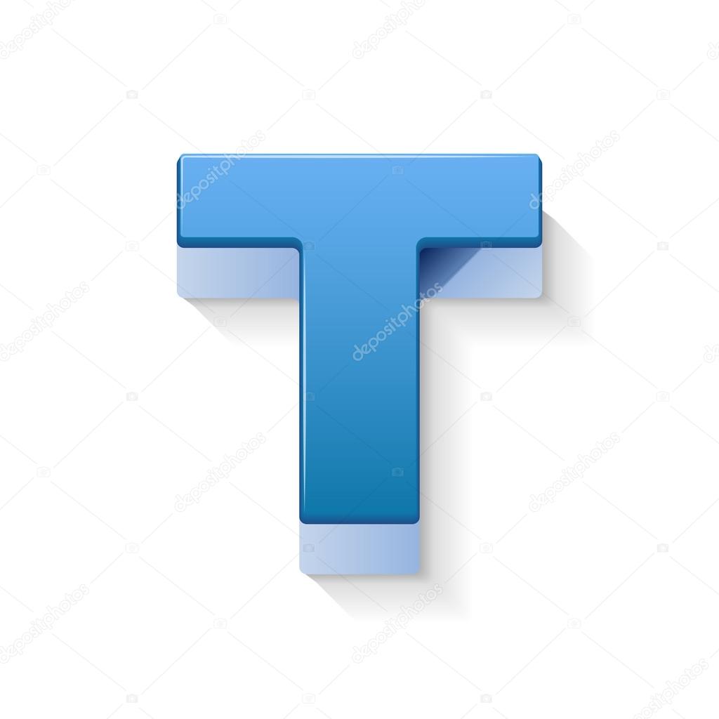 3d blue letter T