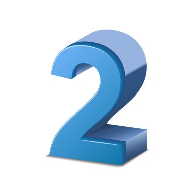 3d shiny blue number 2 clipart