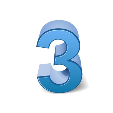 3D parlak mavi numarası 3 