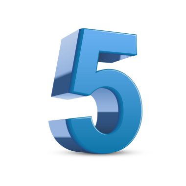 3D parlak mavi numarası 5