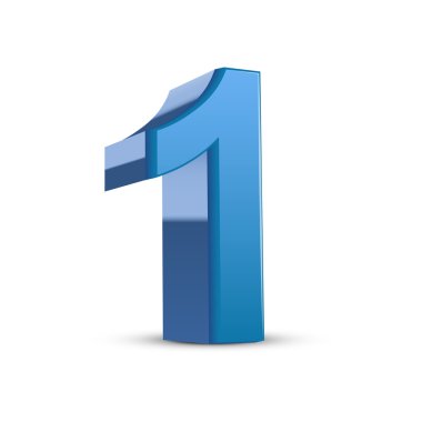 3D parlak mavi numarası 1