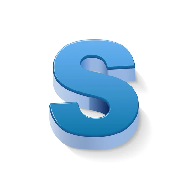 3d lettera blu S — Vettoriale Stock