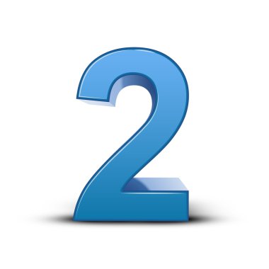 3d shiny blue number 2 clipart