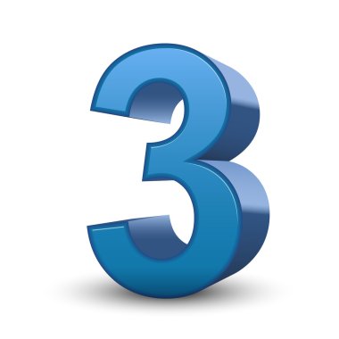 3D parlak mavi numarası 3 
