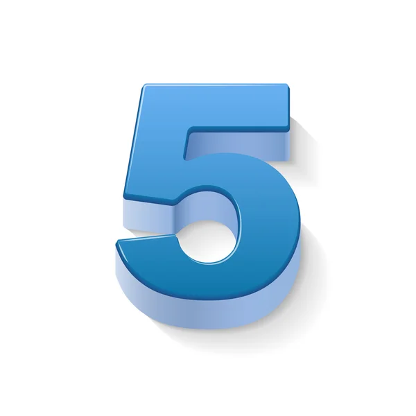3d brilhante azul número 5 —  Vetores de Stock
