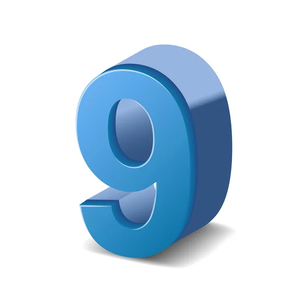 3D blanka blå nummer 9 — Stock vektor