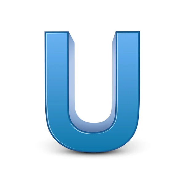 3D kék betű U — Stock Vector