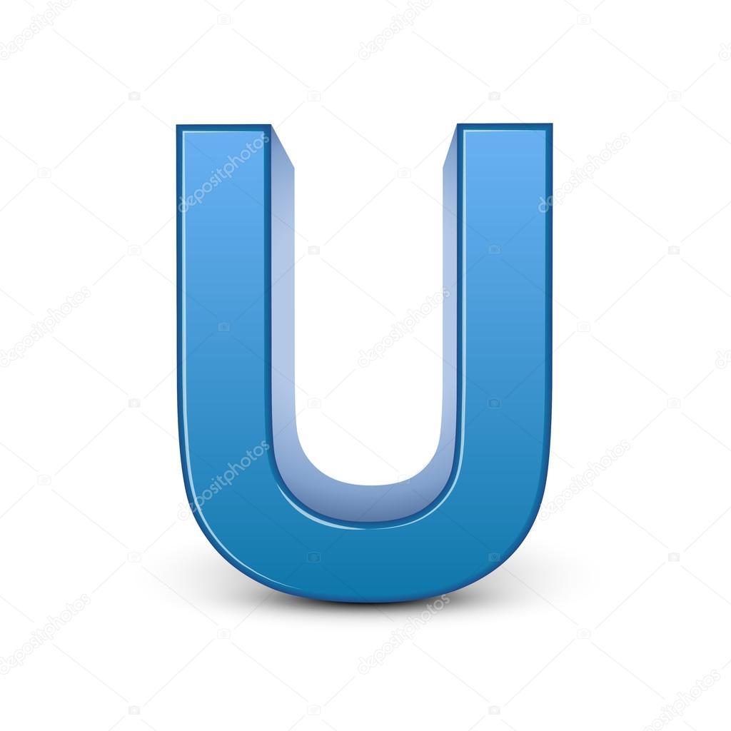 3d blue letter U 