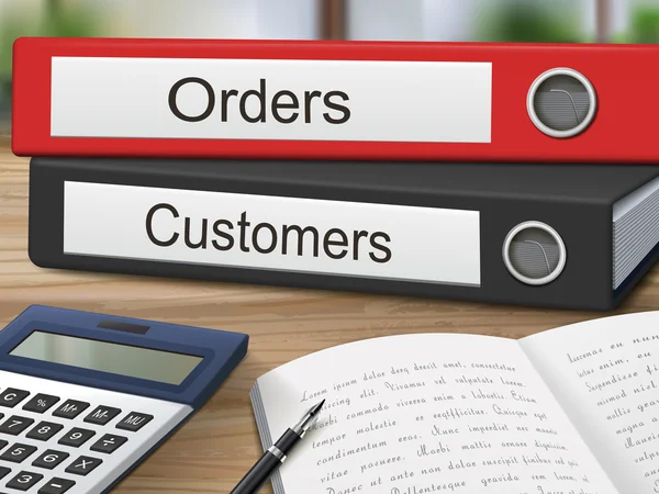 Order och kunder bindemedel — Stock vektor