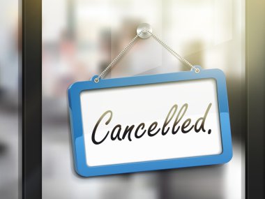 cancelled hanging sign clipart