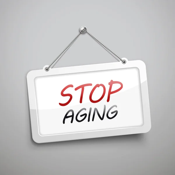 Stoppa åldrande hängande tecken — Stock vektor