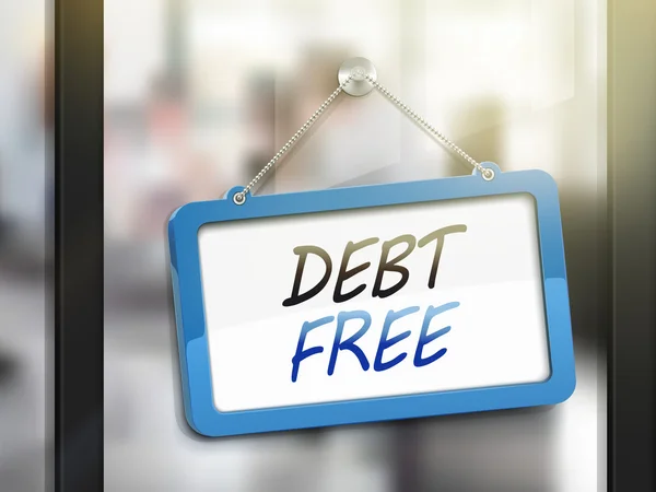 Debt free hanging sign — Stock Vector