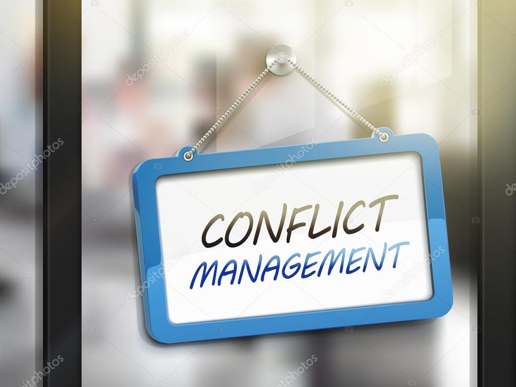 conflict management hanging sign