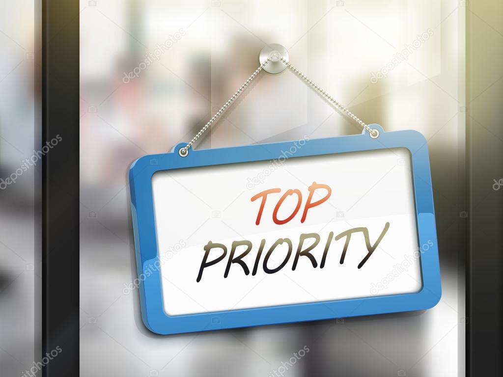 top priority hanging sign
