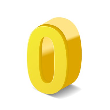 3D parlak sarı numarası 0