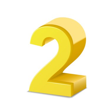 3D parlak sarı numarası 2
