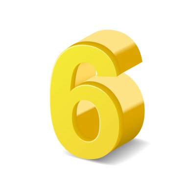 3D parlak sarı numarası 6