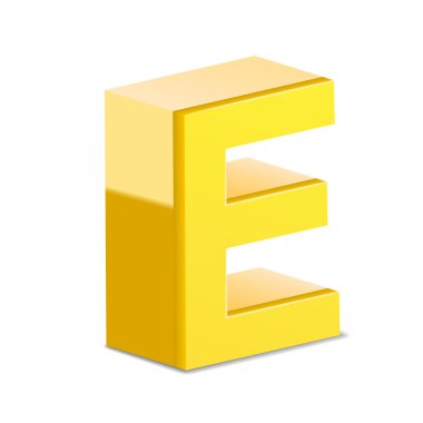 3D sarı harf E
