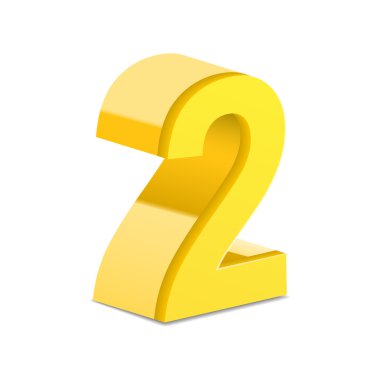 3D parlak sarı numarası 2