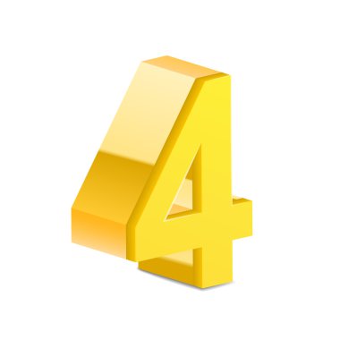 3D parlak sarı sayı 4 