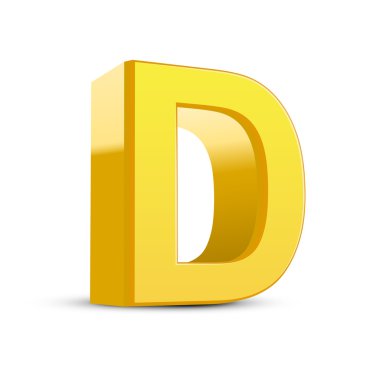 3D sarı harf D 