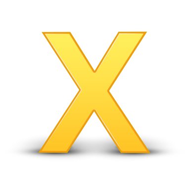 3D sarı harf X