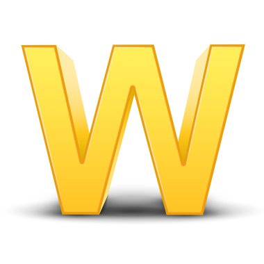 3D sarı harf W 