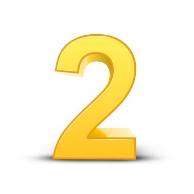 3d shiny yellow number 2 clipart