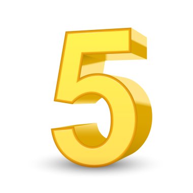 3D parlak sarı sayı 5