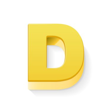 3D sarı harf D 