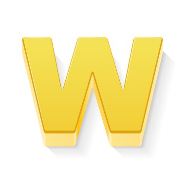 3D sarı harf W 