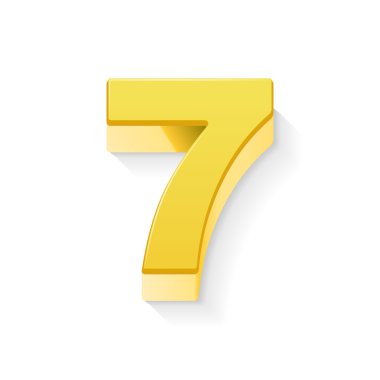 3D parlak sarı sayı 7
