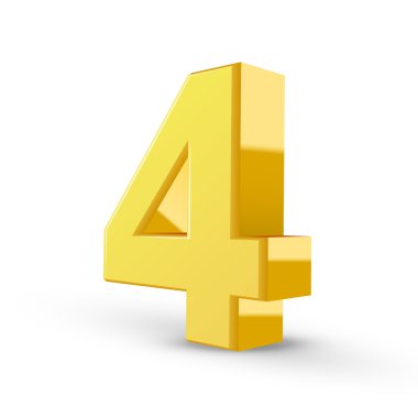 3D parlak sarı sayı 4 