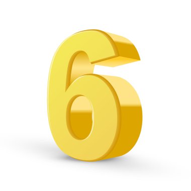 3D parlak sarı numarası 6
