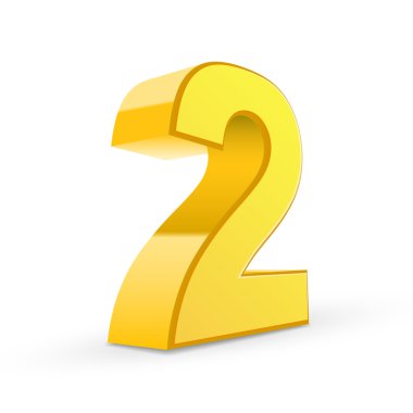 3D parlak sarı numarası 2