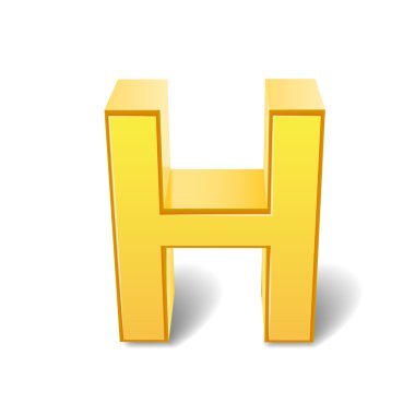 3D sarı harf H 