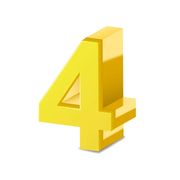 3D parlak sarı sayı 4 — Stok Vektör