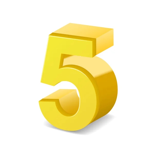 3d shiny yellow number 5 — Stock Vector