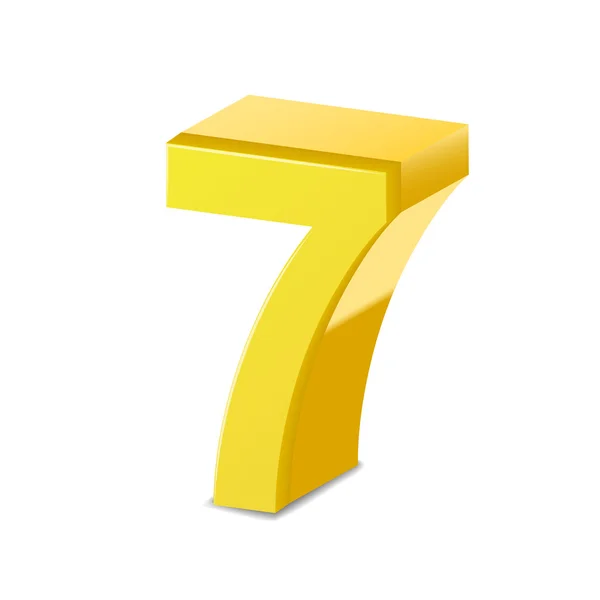 3d brillante número amarillo 7 — Vector de stock