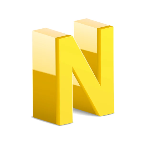 3 d の黄色の文字 N — ストックベクタ